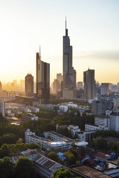 istock Modern city sunset in Nanjing, China 1128916192