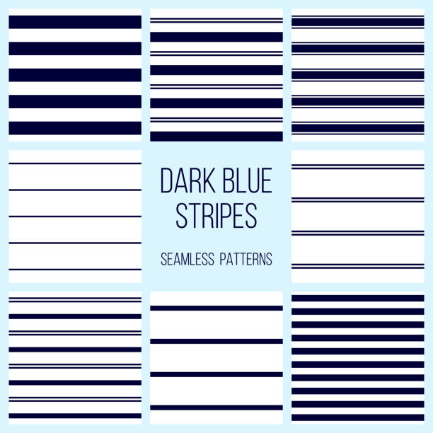 暗いまたはネイビー ブルー ストライプのシームレスなパターン セット - pinstripe点のイラスト素材／クリップアート素材／マンガ素材／アイコン素材