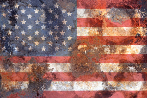 istock old batteredUSA flag rusty and grungy 1128918478