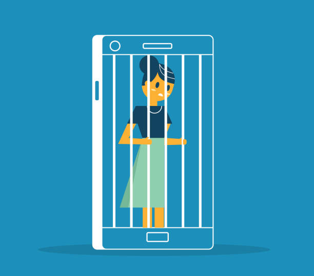 ilustrações de stock, clip art, desenhos animados e ícones de prisoner - smartphone - businesswoman - prison cell