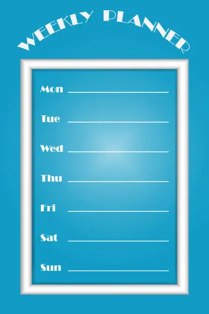 Vector illustration of Vertical blank weekly planner with white frame