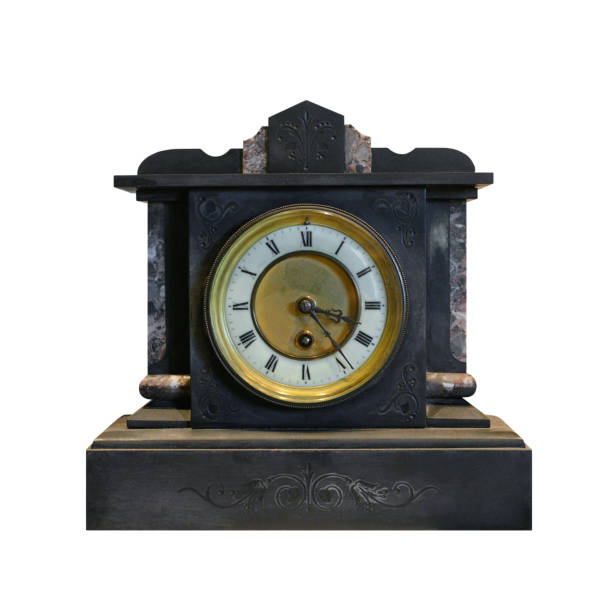 istock vintage wooden clock isolated on white background 1128924934