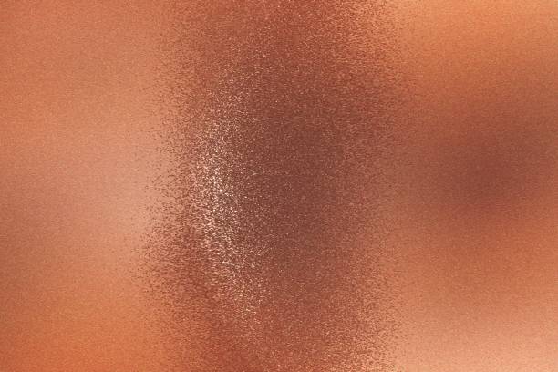istock Texture of copper brushed metallic plate, abstract background 1128925042