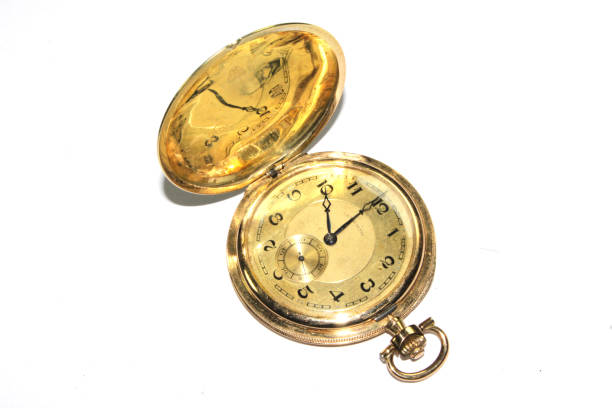 istock Vintage Antique Clock Watch Timepiece On White background 1128929233