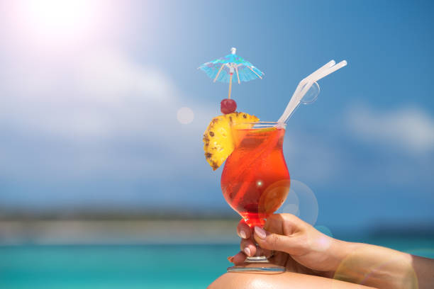 cocktail on the beach. Concept of luxury vacation.