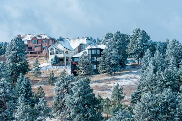 istock Beautiful mountainside houses 1128931527