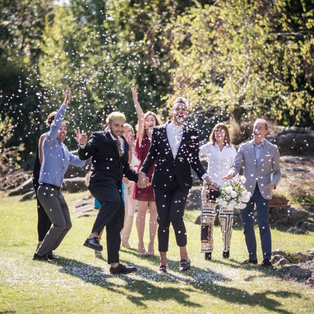 istock Same sex gay wedding ceremony and party: Celebration 1128932306