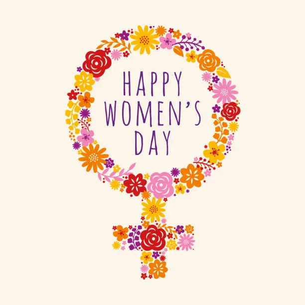 Vector illustration of Flowers decorated female symbol for International Womens Day celebration. Vector illustration.