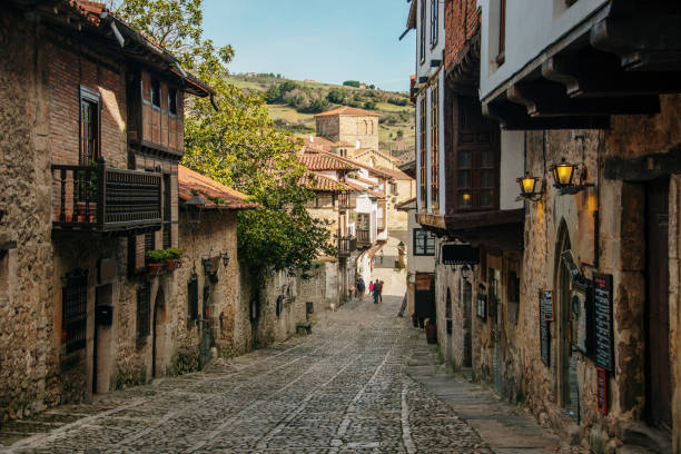 A street in Santillana del Mar, an important touristic destination in Cantabria, Spain