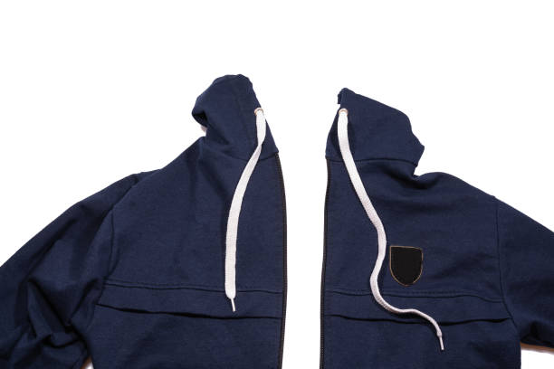 texture blue sports jacket with zipper - fleece coat imagens e fotografias de stock