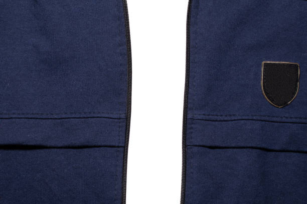 texture blue sports jacket with zipper - fleece coat imagens e fotografias de stock