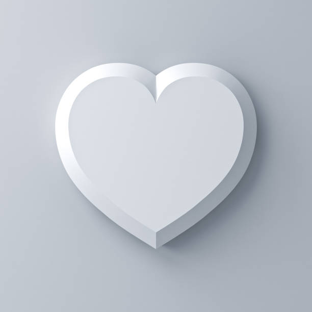 istock Blank white heart with shadow isolated on white wall background 3D rendering 1128946319