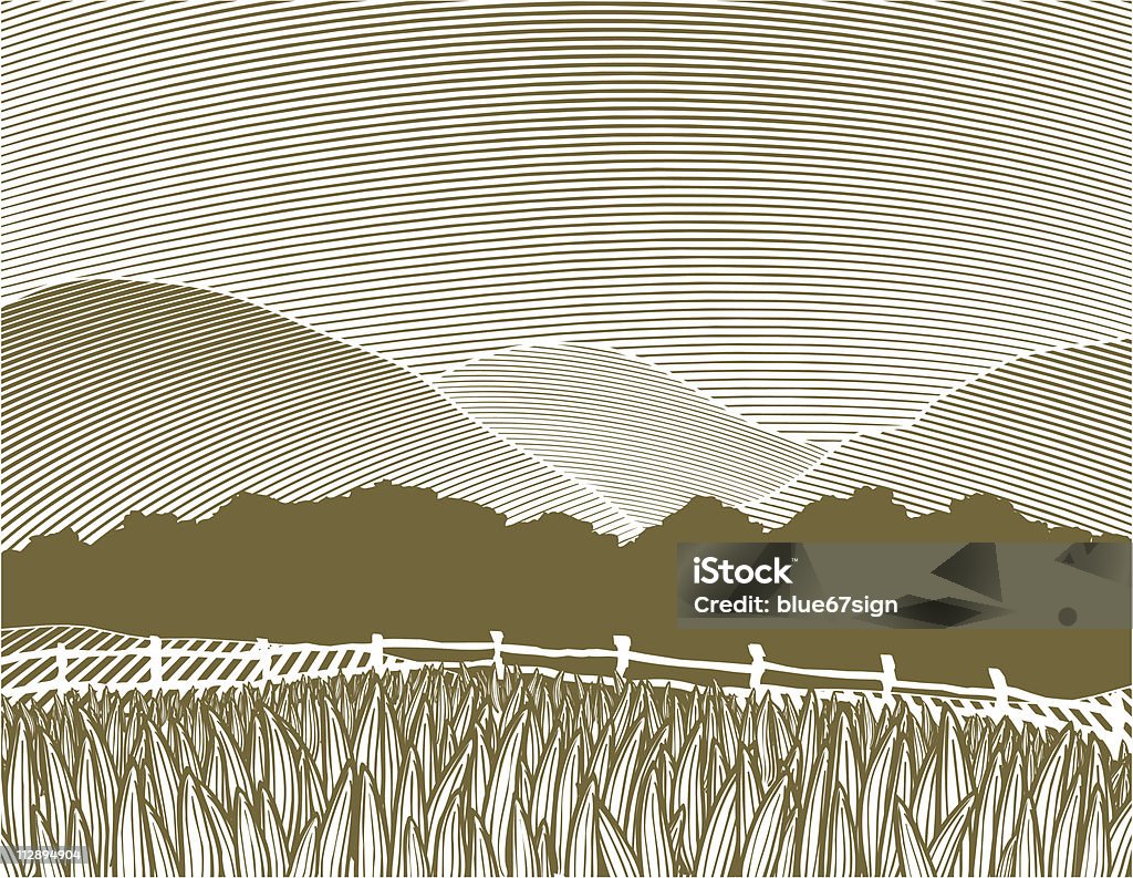 Holzschnitt Country Motiv - Lizenzfrei Agrarbetrieb Vektorgrafik