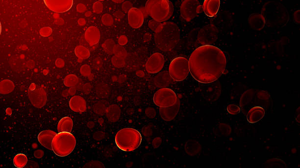 las células sanguíneas, bacterias y virus viaja a través de una vena. partículas de aire de burbuja en el agua, glóbulos de biología ciencia y concepto de virus - flujo sanguíneo fotografías e imágenes de stock