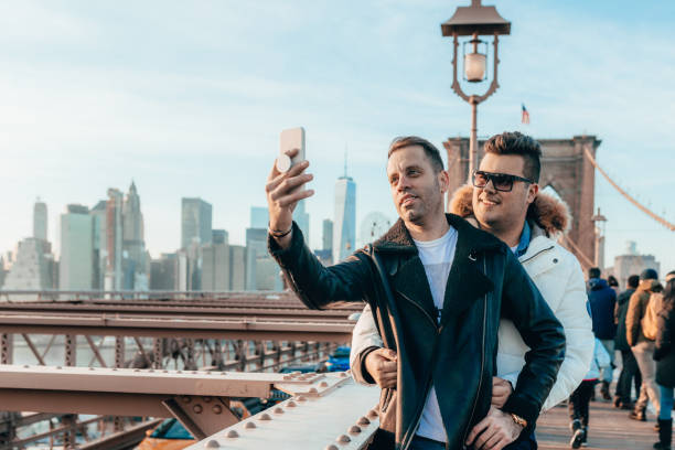 istock LGBT couple taking selfies in New York 1128950700