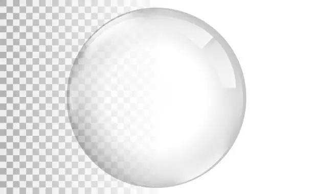 Vector illustration of Transparent glas. White pearl, water soap bubble, shiny glossy orb realistic design elements
