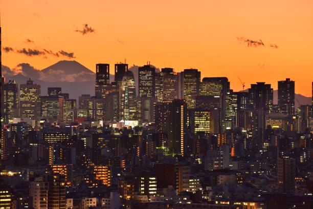 istock Mt Fuji and Tokyo Skyline : Day and Night 1128951206