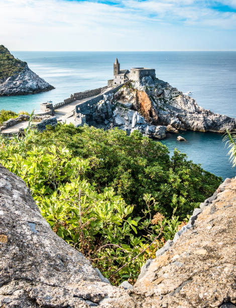 Church of St. Peter Church of San Pietro - Portovenere - italy church of san pietro photos stock pictures, royalty-free photos & images