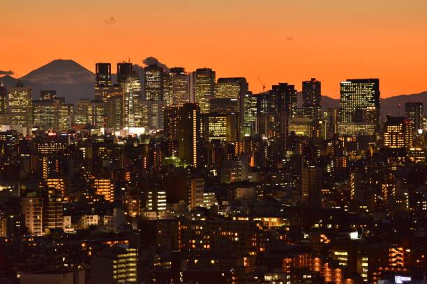 istock Mt Fuji and Tokyo Skyline : Day and Night 1128952354