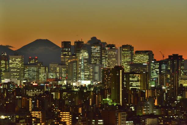 istock Mt Fuji and Tokyo Skyline : Day and Night 1128952524