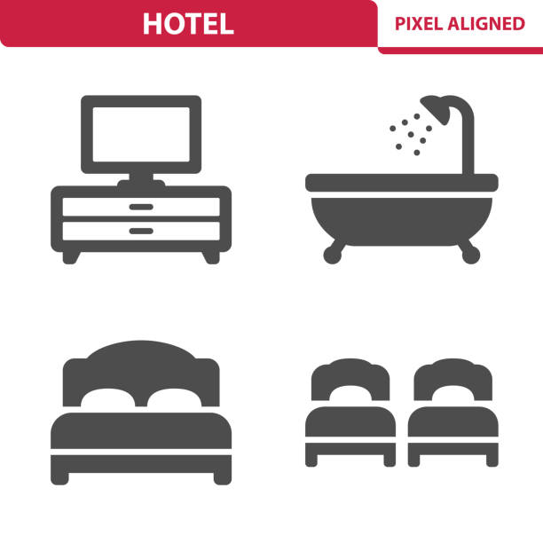 Hotel Icons Professional, pixel perfect icons, EPS 10 format. twin bed stock illustrations