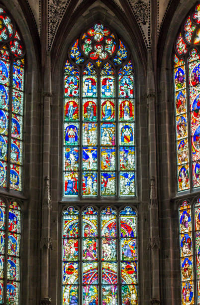 istock Stained glass window in the Berne Cathedral 1128959528