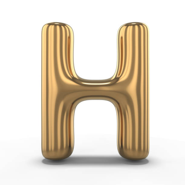 편지 h 풍선 풍선 흰색 배경에 고립의 만든. 3d - letter h alphabet metal three dimensional shape 뉴스 사진 이미지