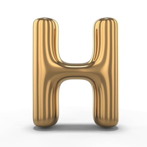 litera h wykonana z nadmuchiwanego balonu izolowanego na białym tle. 3d - letter h alphabet metal three dimensional shape zdjęcia i obrazy z banku zdjęć