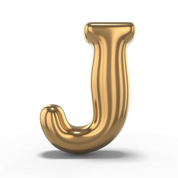 手紙 j は白い背景に分離された膨脹可能な気球に成っています。3 d - letter j alphabet metal three dimensional shape ストックフォトと画像