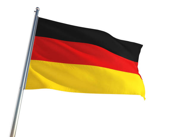 istock Germany National Flag waving in the wind, isolated white background. High Definition 1128963106