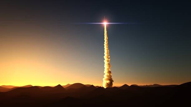 Rocket start from desert rocket start from desert 3d illustration nuclear weapon photos stock pictures, royalty-free photos & images