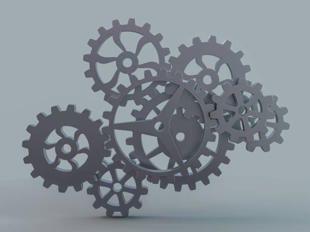 istock A cluster of interlocking metal gears. 3D 1128965951