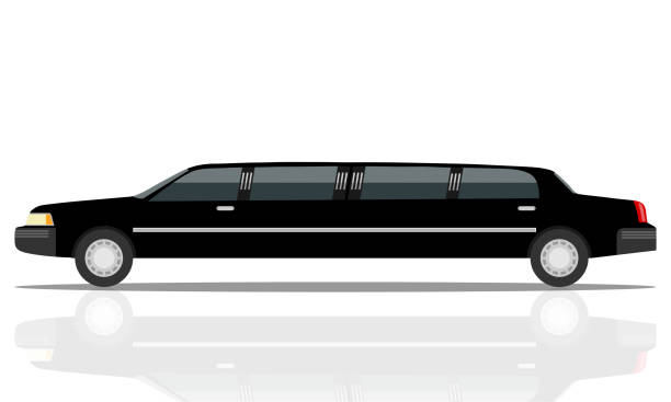 istock Black luxurious limousine vector illustration isolated on white background. limousines isolated on white. Premium people transportation. 1128966263