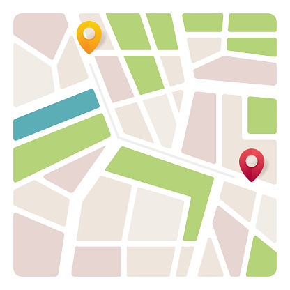 Navigation map with pin pointer. Vector illustration of location direction. City map with navigation, Finding the way concept - Vector illustration