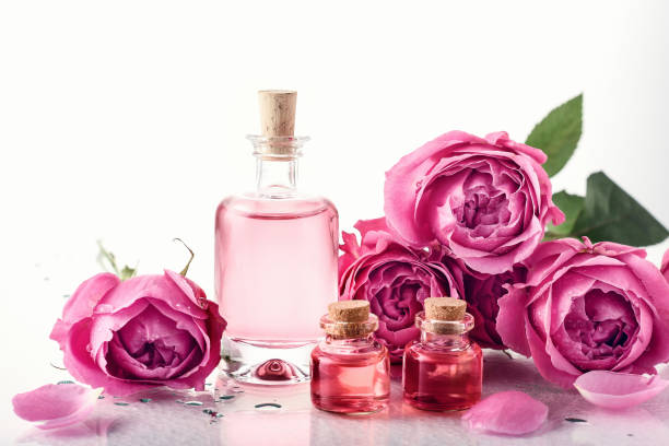 istock Roses, pink perfume water. 1128967999