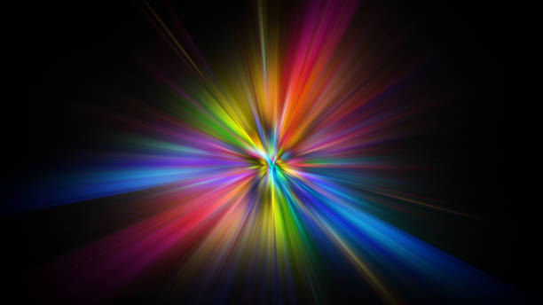 colorful abstract star burst light explosion background - horizontal orientation flash imagens e fotografias de stock