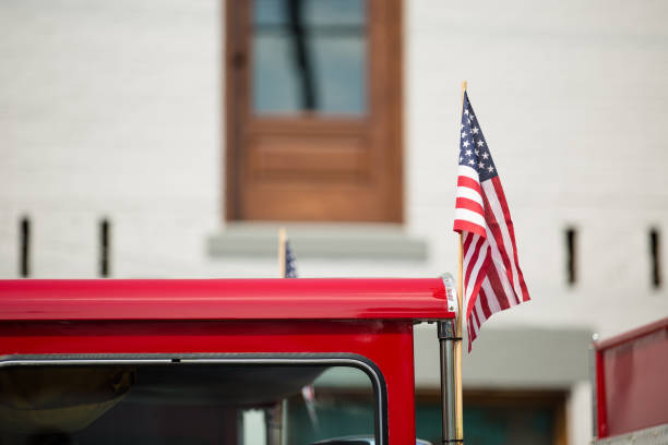 istock American Flags on a Fourth of July Parade Float 1128969718