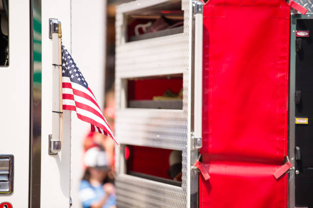istock American Flags on a Fourth of July Parade Float 1128969757