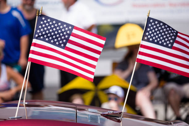 istock American Flags on a Fourth of July Parade Float 1128969811