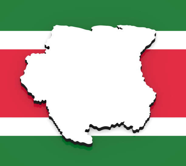 istock 3D map of Suriname on the national flag 1128972712