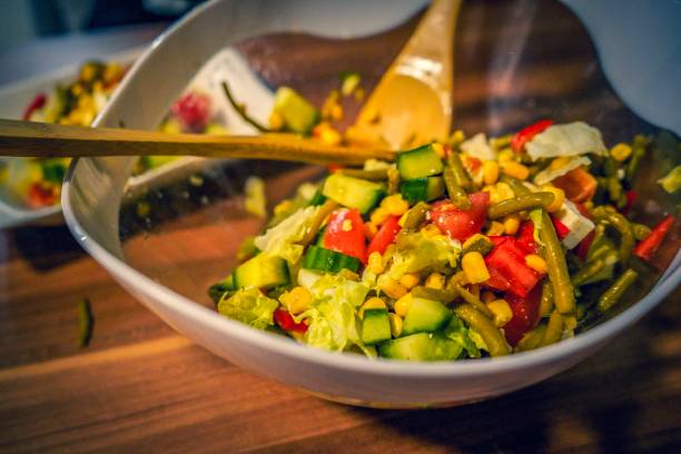 A healthy salad Picture shows a healthy salad. asparagus organic dinner close to stock pictures, royalty-free photos & images