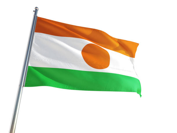Niger National Flag waving in the wind, isolated white background. High Definition