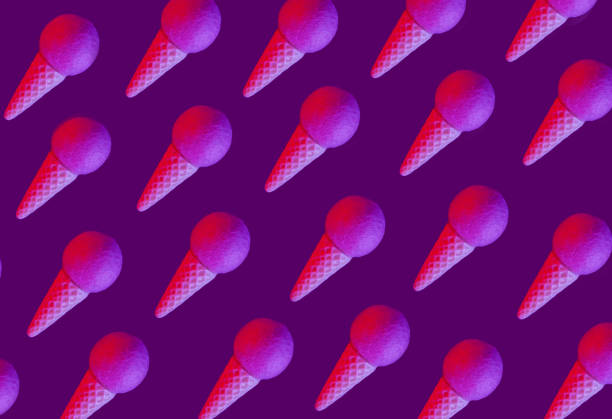 istock Ice cream on neon colorful background. Minimal summer concept. Flat lay. 1128979572