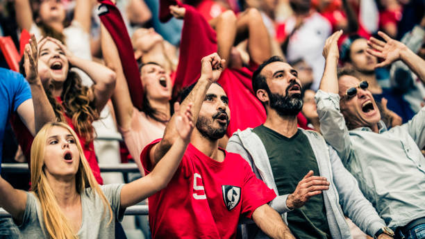 istock Astonished crowds on a football stadium 1128980884