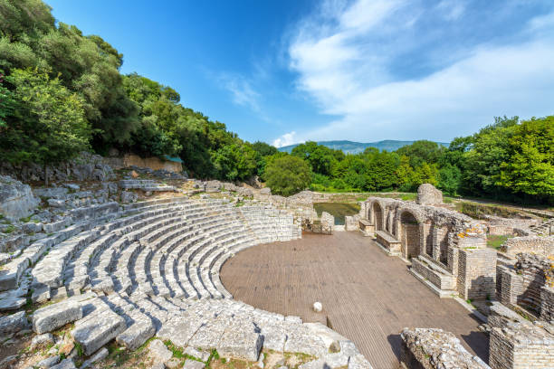 Ancient Theater in Butrint, Albania Ancient theater in the ruins of Butrint in southern Albania albania photos stock pictures, royalty-free photos & images