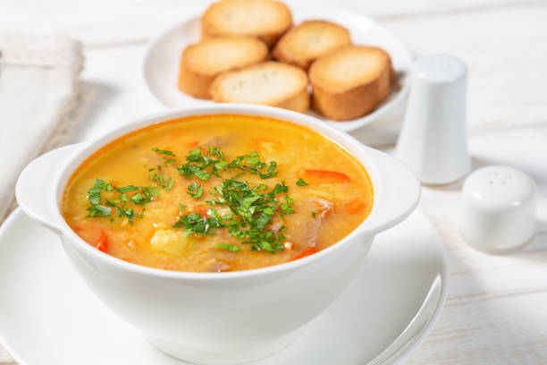 istock Red lentil soup with vegetables. 1128981279