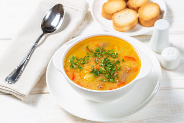 istock Red lentil soup with vegetables. 1128981282