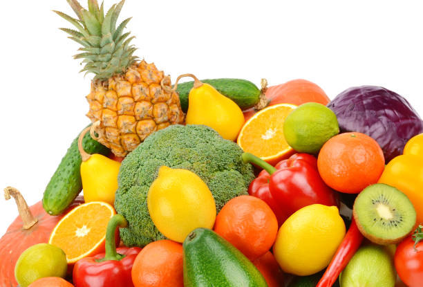 istock Fruits and vegetables isolated on a white background. 1128981425