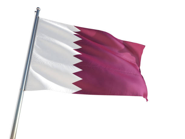 qatar bandera nacional ondeando en el viento, aislado fondo blanco. alta definición - himno nacional turco fotografías e imágenes de stock