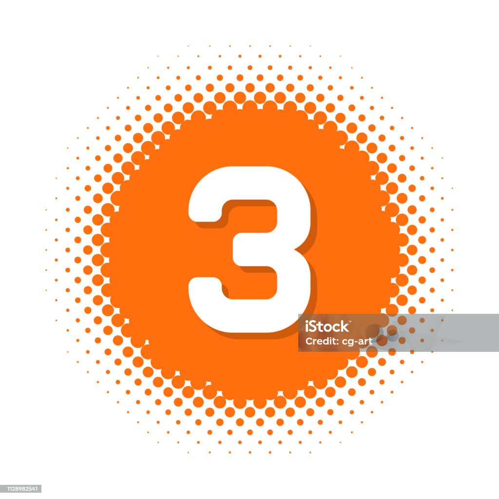 Number Three Vector Rounded Image Number Three On Halftone Round Shape Stock Illustration - Download ...